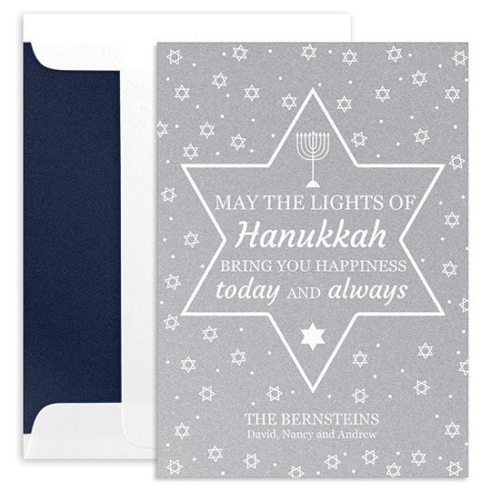 Lights of Hanukkah Shimmer Holiday Cards